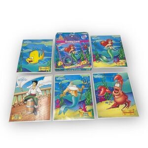 Disney Little Mermaid Sewing Cards 5 Cardboard Cards 1991 RoseArt No Ursula